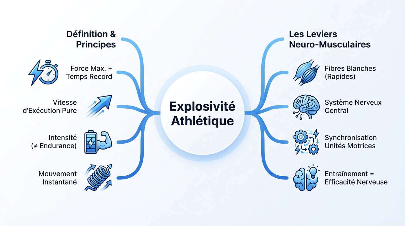 Athlète en pleine accélération illustrant le recrutement des fibres rapides pour l'explosivité