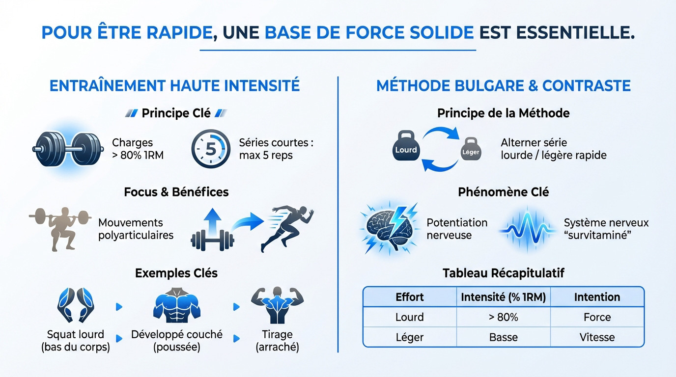 Athlète réalisant un squat lourd pour travailler son explosivité