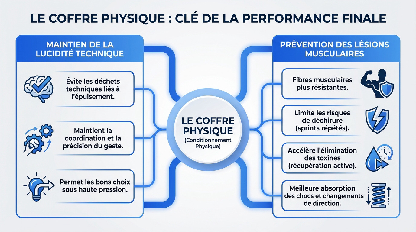 Joueur de football montrant des signes de fatigue et d'effort intense en fin de match
