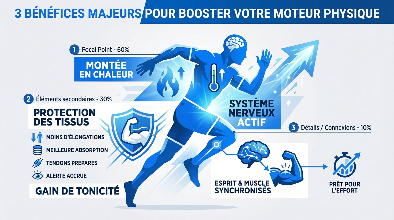 Sportif réalisant un étirement activo-dynamique pour l'échauffement