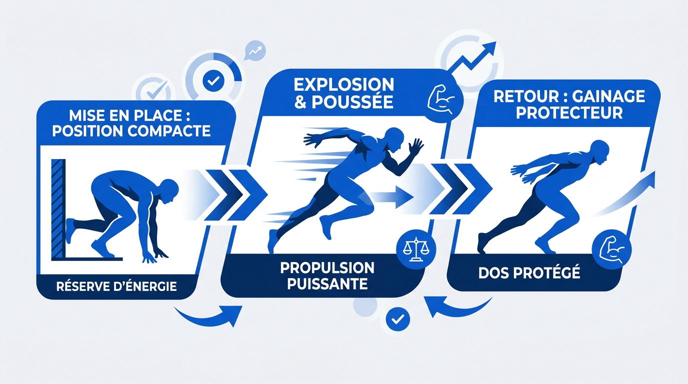Schéma technique des trois phases des pompes Mike Tyson incluant la propulsion et le retour